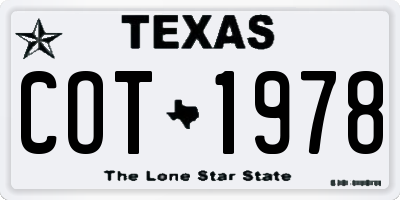 TX license plate COT1978