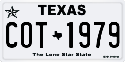 TX license plate COT1979