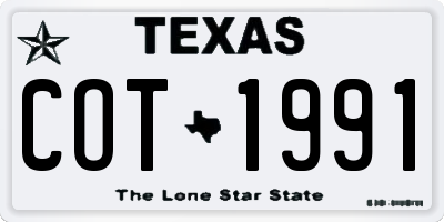 TX license plate COT1991