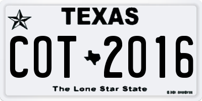 TX license plate COT2016