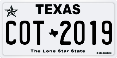TX license plate COT2019