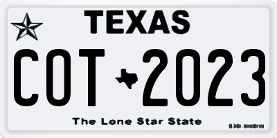 TX license plate COT2023