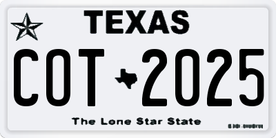 TX license plate COT2025
