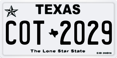 TX license plate COT2029