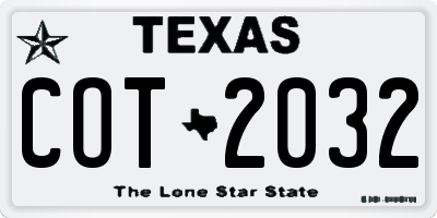 TX license plate COT2032