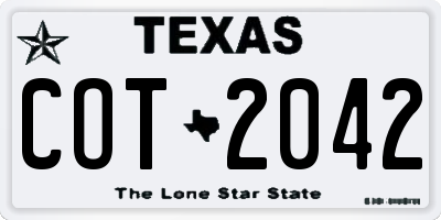 TX license plate COT2042
