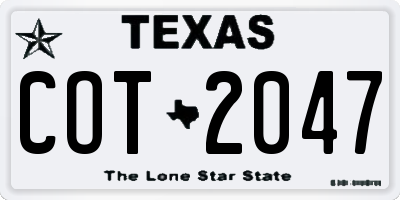 TX license plate COT2047