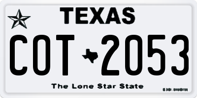 TX license plate COT2053
