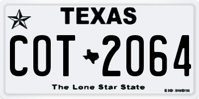 TX license plate COT2064