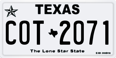 TX license plate COT2071