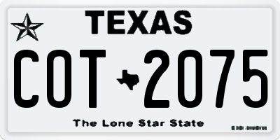 TX license plate COT2075