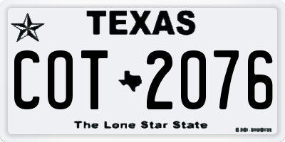 TX license plate COT2076
