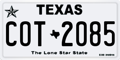 TX license plate COT2085