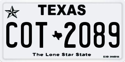 TX license plate COT2089