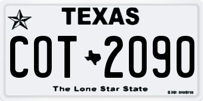 TX license plate COT2090