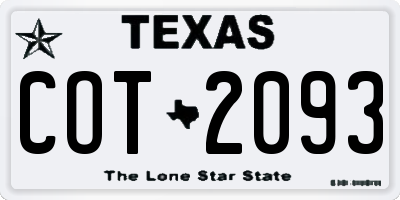TX license plate COT2093