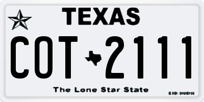 TX license plate COT2111
