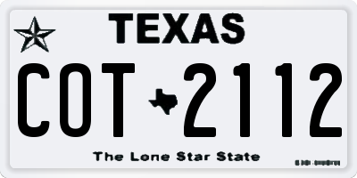 TX license plate COT2112