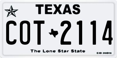 TX license plate COT2114