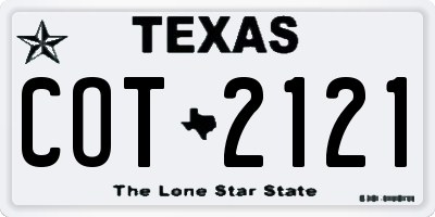 TX license plate COT2121