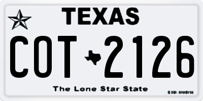 TX license plate COT2126