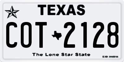 TX license plate COT2128