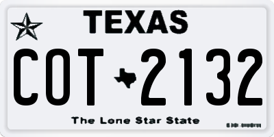 TX license plate COT2132