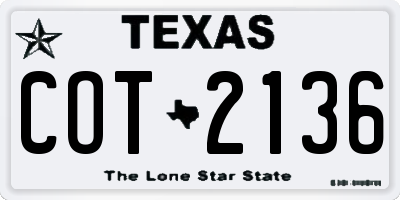TX license plate COT2136