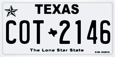 TX license plate COT2146