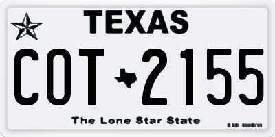 TX license plate COT2155
