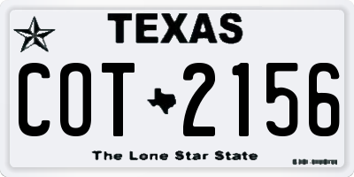 TX license plate COT2156