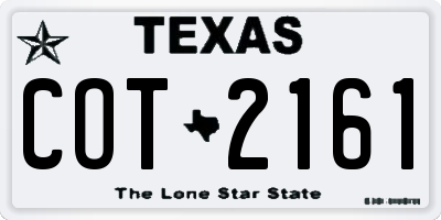 TX license plate COT2161