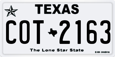 TX license plate COT2163