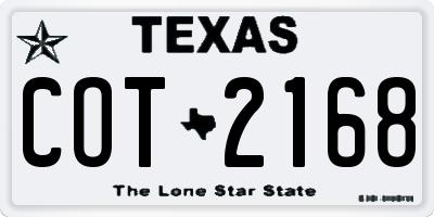 TX license plate COT2168