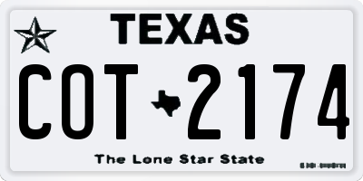TX license plate COT2174