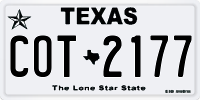 TX license plate COT2177