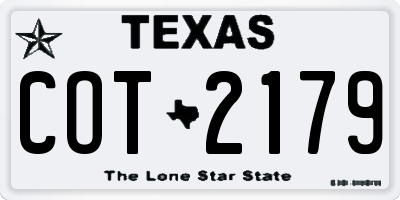 TX license plate COT2179