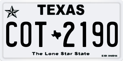 TX license plate COT2190