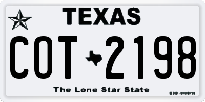 TX license plate COT2198
