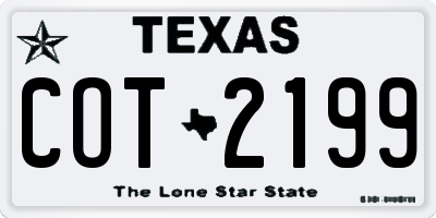 TX license plate COT2199