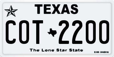 TX license plate COT2200