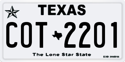 TX license plate COT2201