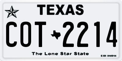 TX license plate COT2214