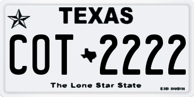 TX license plate COT2222