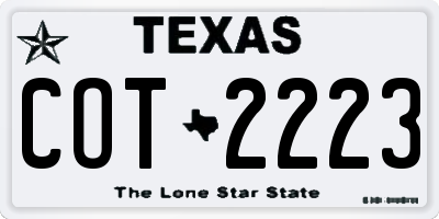 TX license plate COT2223