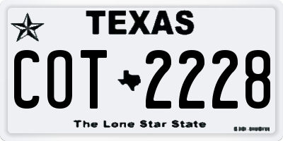 TX license plate COT2228