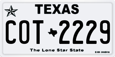 TX license plate COT2229