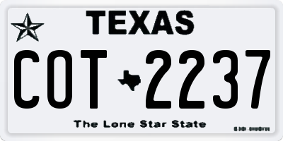 TX license plate COT2237