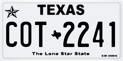 TX license plate COT2241