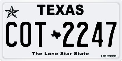 TX license plate COT2247
